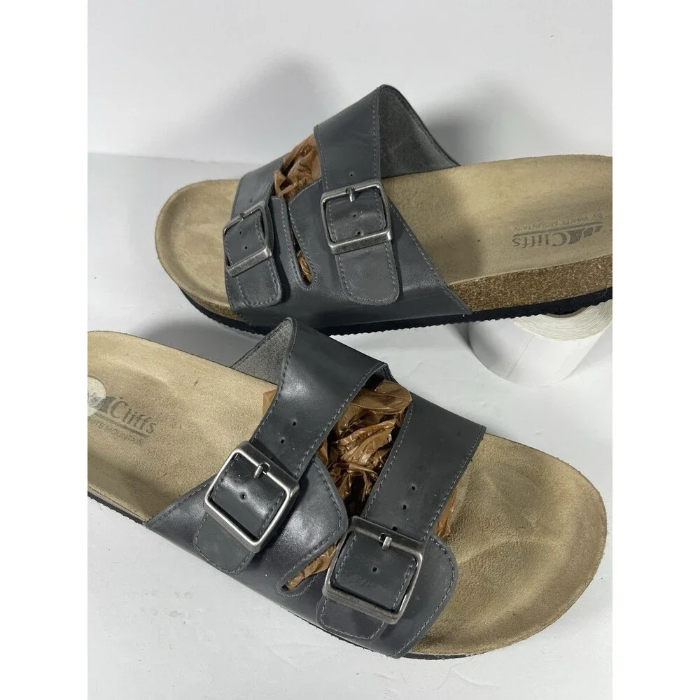 Cliffs by White Mountain Men's Hanz Sandals Size 12M Gray Dual Strap Slide